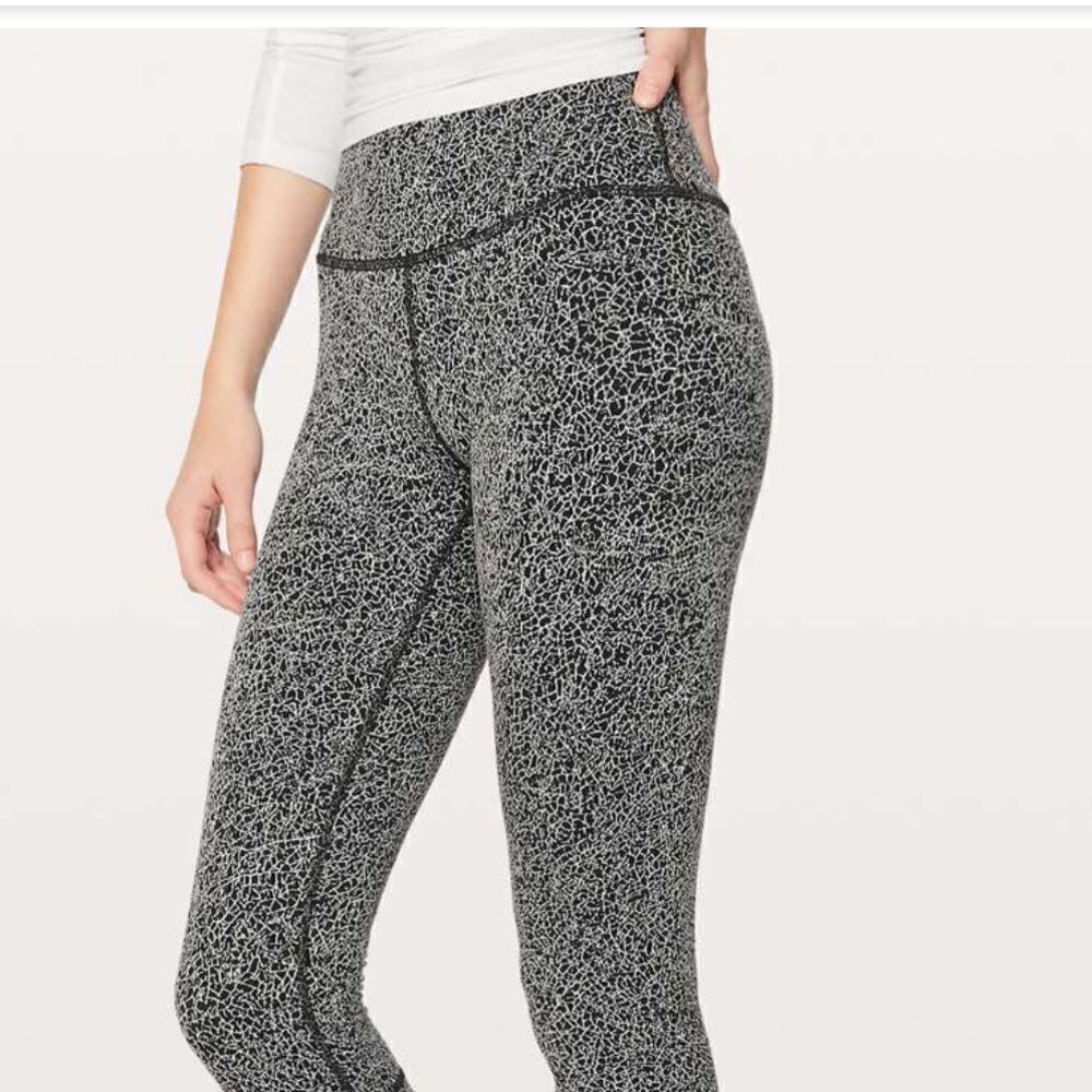 Lululemon Wunder Under Crop (High-Rise) *21" Luon Suited Jacquard Black …